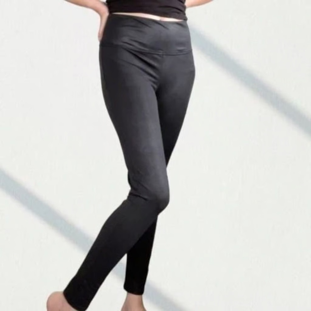 Seven 7 Faux Leather High Rise Sculpting Gray Gunmetal Leggings Sz XL